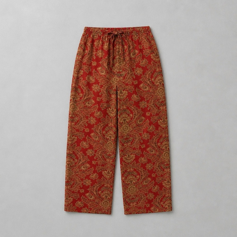 Lauren Ralph Lauren Pajama Set 1X (14W/16W) Red Paisley Cotton 2pc Loungewear - Picture 3 of 8